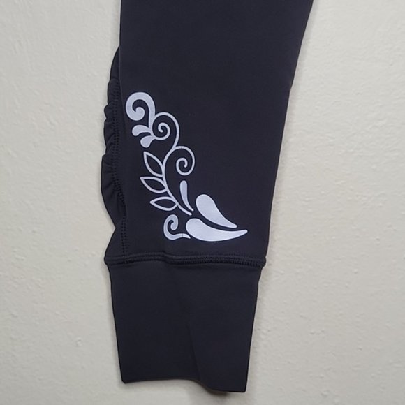 Athleta Relay Tights Leggings Black With Reflective Floral Detail, Size S - Picture 4 of 11